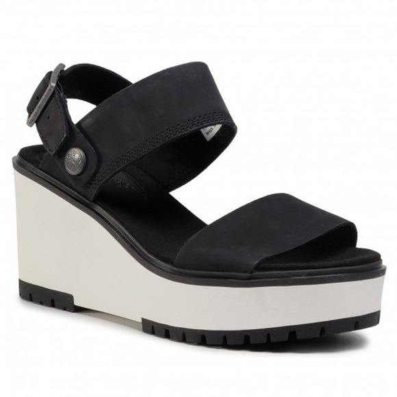 Timberland Koralyn Sporty Wedge Sandals in Nubuck Black Womens Sizes 7.5 8.5 9 - Picture 4 of 11